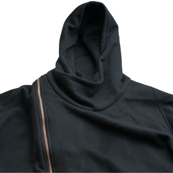 Lime & Vine Women’s Medium Black Asymmetrical Zip Long Hoodie Jacket Tunic - Picture 9 of 11